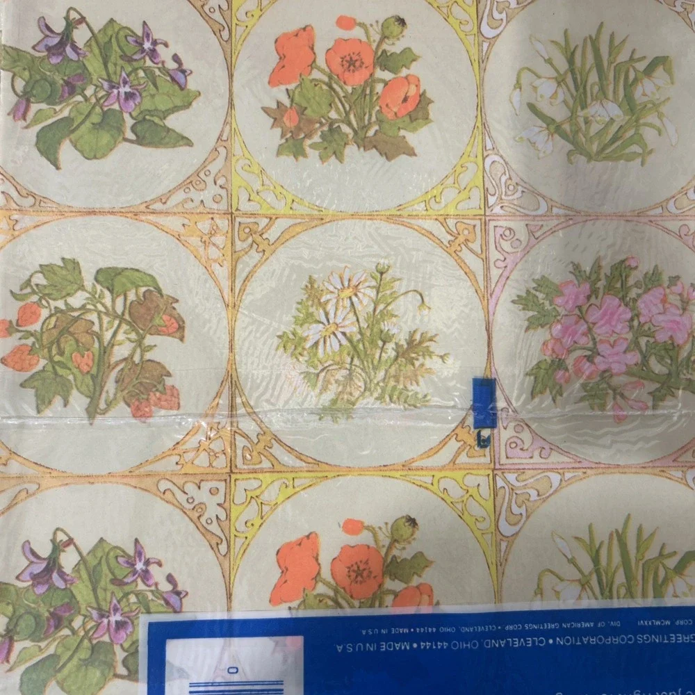 12 Packs of  Vintage Gift Wrapping Paper Forget Me Not Botanical Cottagecore